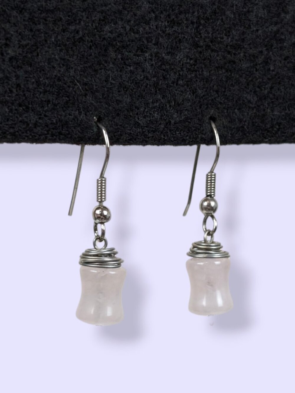 Pink Quartz Wire-Wrapped Dangling Earrings